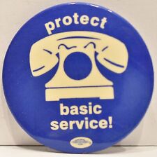 Vintage 1970s Protect Phone Basic Service Ottawa Canada Pinback Pin Button #1 picture