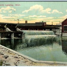 c1910s North Lansing, Mich Falls Dam Postcard Port Huron Chicago RPO Railway A33 picture