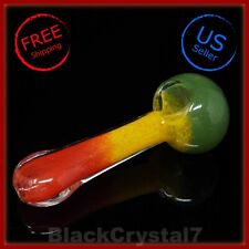 4.5 inch Handmade Bright Classic Rasta Red Tobacco Smoking Bowl Glass Pipes picture