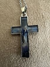 Cross Pendant Necklace W/The Blessed Mother “For God So Loved The World” picture