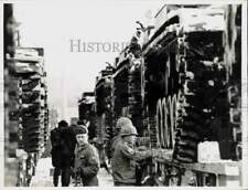 1969 Press Photo U.S. 24th Infantry troops and M-60 tanks at a depot in Germany picture