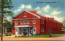 Vtg Fort Devens Massachusetts MA Post Theatre 1940s Unused Linen Postcard picture