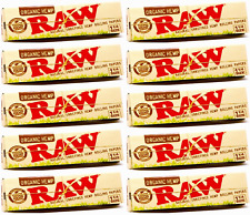 10x Raw Organic Hemp Rolling Papers 1 1/4 50 LVS/PK 10 Packs USA SHIPPED picture