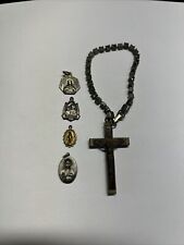 Antique Vintage Wrist Rosary Crucifix Bracelet + 4 Pendants Catholic picture