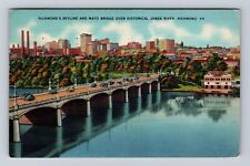 Richmond VA- Virginia, Richmond's Skyline And Mayo Bridge Vintage c1945 Postcard picture