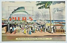 Vintage linen post card THE MILLION DOLAR FISHING PIER, MIAMI FLORIDA  unused picture