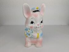 Vtg Inarco Bunny Police Officer Planter Vase 1950s Ceramic Kitsch Japan MCM 7