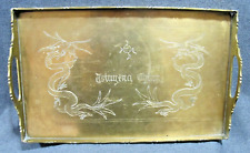 Vintage Chinese dragons and fish solid heavy bronze tray with handles picture
