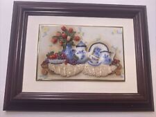 Vintage Hand Painted A. Richesco 3D Country Shabby Framed Art - AMAZING DETAIL picture
