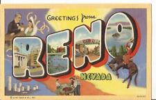 Reno Nevada Large Letter Greetings Vintage Linen Postcard NV B29 picture