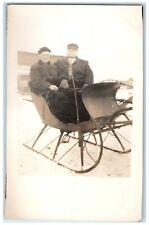 c1910's Old Men's Sleigh Winter Scene RPPC Photo Unposted Antique Postcard picture