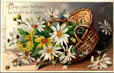 Tuck's Post Card 1900 May your Birthday be Bright and Happy Flowers Basket picture