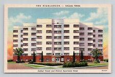 Postcard The Highlander Hotel Dallas Texas, Vintage Linen M8 picture