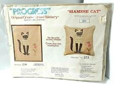 Embroidery Kit SIAMESE CAT PILLOW Progress Crewel Stitchery by Tobin #253 SEALED picture