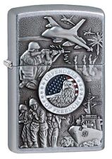 Zippo Defenders of Freedom Emblem Street Chrome Pocket Lighter, One Size (24457) picture