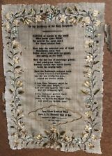 Antique Sampler Religious Verse Jane Oliver Lowry Age 11  1856 Crewel Floral TLC picture
