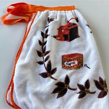 Vintage retro apron, half apron terry cloth, 70s orange kitchen linen picture