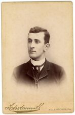 CIRCA 1887 Dated CABINET CARD Handsome Young Man Suit Lindenmuth Allentown, PA picture