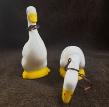 Pair Of Ceramic Geese w/ Ribbon Around Their Necks picture