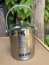 Manhattan Skyline Ice  Bucket BarWare Stainless Steel Round With Lid 10x7” Bar picture