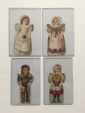 Lot of 4 Victorian Trade Card Stand Up Dolls Clark's ONT Spool Cotton Cordova picture