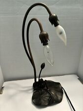 Vintage Lily Pad Table Lamp Underwriters Laboratories Two Bulb Brown No Shades picture