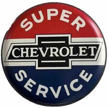 🇺🇸 Chevrolet Chevy Super Service Metal Sign USA  12x12 NEW Button Type Sign picture