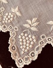 Antique 1830s  Embroidered White Linen Dresser Scarf  XX306 picture
