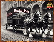 Budweiser - Clydesdales - 1930s - Rare - Metal Sign 11 x 14 picture