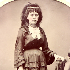 Antique Tintype Photo Beautiful Victorian Dame Annie McLarkney Billie Eilish picture