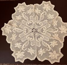 Vintage * Embroidered ? Cream color Large 38” round Table Topper / Doily* picture