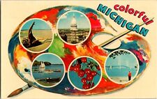 Postcard Colorful Michigan Multi-View Artist Palette picture
