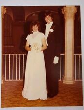 Vintage 1970s Found Photograph Original Photo Wedding Smiling Bride Groom picture