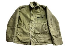 Vintage USN Navy 1970s Vietnam Military Deck Fleece Lined Jacket Size M picture
