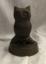 Vintage Brass Owl Figurine On Round Brass Base Paperweight Bookend India picture