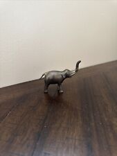 Vintage Solid Brass Metal Small Elephant Figurine Statue 4” picture