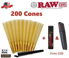 Authentic RAW Classic 1 1/4 Size Pre-Rolled Cone 200 Pack & Clipper & Tree case picture