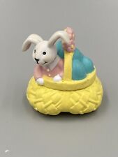 Vintage Bunny Rabbit In Yellow Basket Easter 2.25” Decoration picture