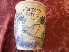 Harpers Ferry W V  Stoneware Crock Utensil Holder Signed Westwind 1993 6 3/4” T picture