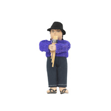 Soft Sculpture Andean Doll, Bolivian Otavalan Man Playing Traditional Panpipes picture