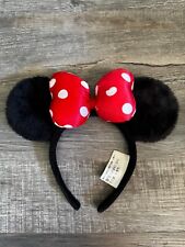 Disney Park Vintage Minnie Ears, Black with Red & White Polka Dots Bow  with tag picture