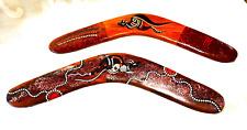 Genuine Australia Hardwood Boomerang  Hand Painted Aboriginal Art Sgnd. VALDO picture