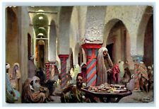 1926 A View Of People Selling In The Bazaar Egypt Interior Vintage Postcard picture