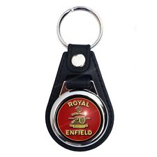 ROYAL ENFIELD FAUX LEATHER KEY RING / KEY FOB.CLASSIC ROYAL ENFIELD MOTORCYCLES. picture