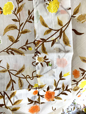 NEW (2) Semi Sheer 1970s MCM ORANGE YELLOW FLORAL BATISTE Curtain Panels 62x63 picture