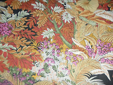 Vtg 70s Semi Sheer Cotton Organdy Fabric Brown Gold Pink Foliage Flowers 44x8yds picture