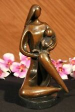 Handcrafted bronze sculpture SALE Children Kid Her To Reading Mother Art Figure picture