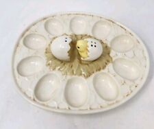 Vintage Ceramic Deviled Egg Tray Plate Platter Japan Salt Pepper Toothpick picture