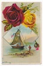 Ship and Roses - Victorian Trade Card 1880's picture