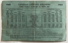 1945 CANADIAN NATIONAL STEAMERS TIME TABLE CARD picture